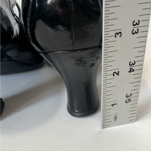 Clarks Indigo Black Patent Leather Mary Jane Pumps Heels Shoe Retro Size 9M - Picture 13 of 16